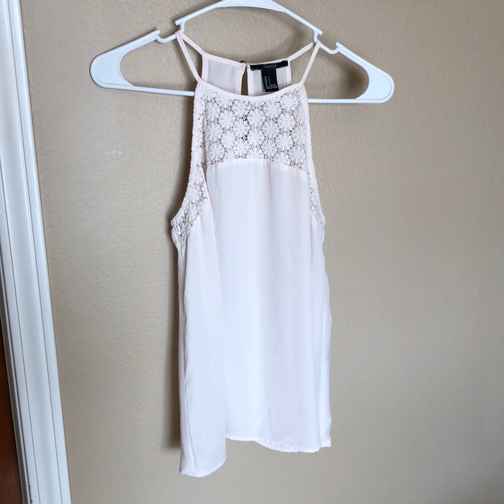 White Crochet Tabk Top